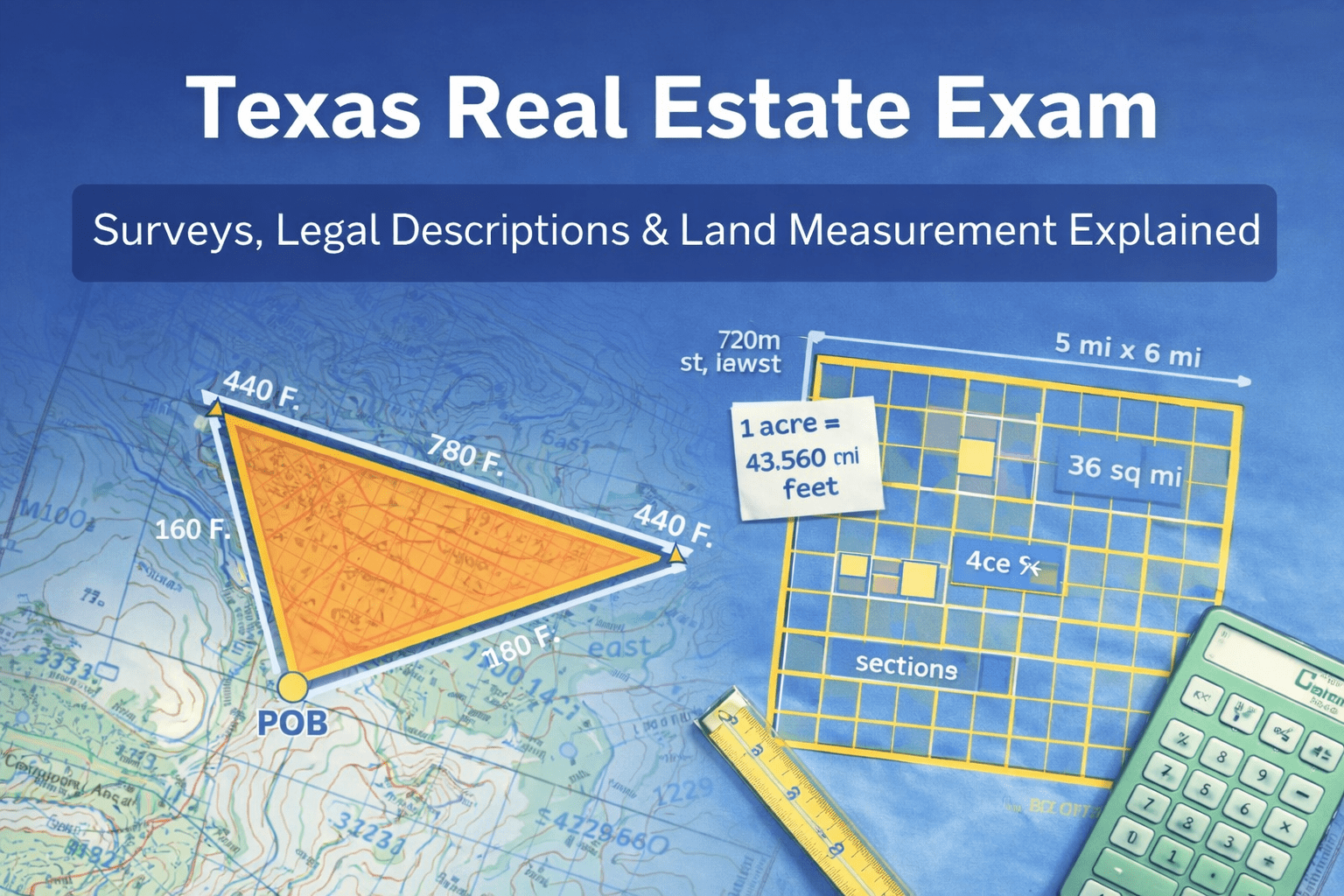 Texas Real Estate Exam Guide: Surveys, Legal Descriptions & Land Measurement Explained